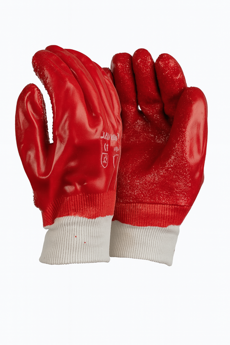 Red PVC Heavy Knit Wrist Glove