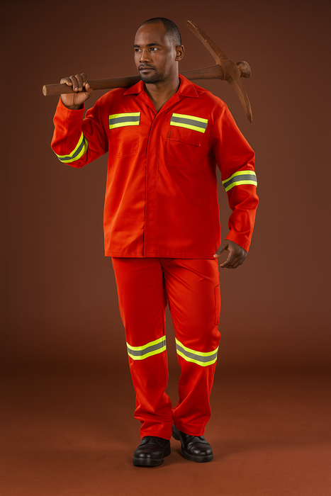 AMBARA  - 2 PIECE OVERALL REFLECTIVE (Lime and sliver) 80/20 Cotton twill