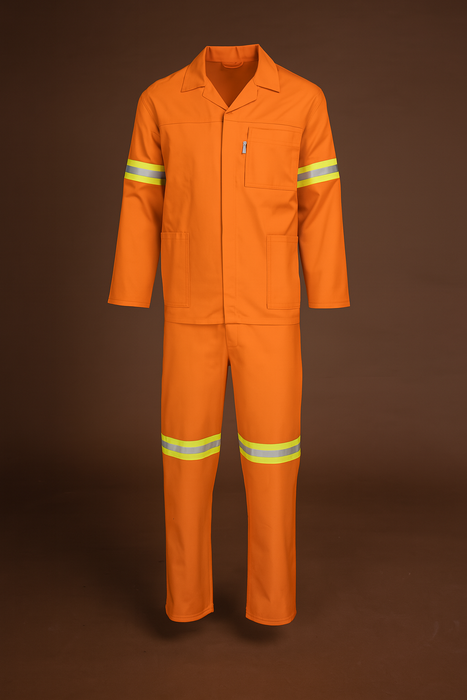 AMBARA  - 2 PIECE OVERALL REFLECTIVE (Lime and sliver) 80/20 Cotton twill