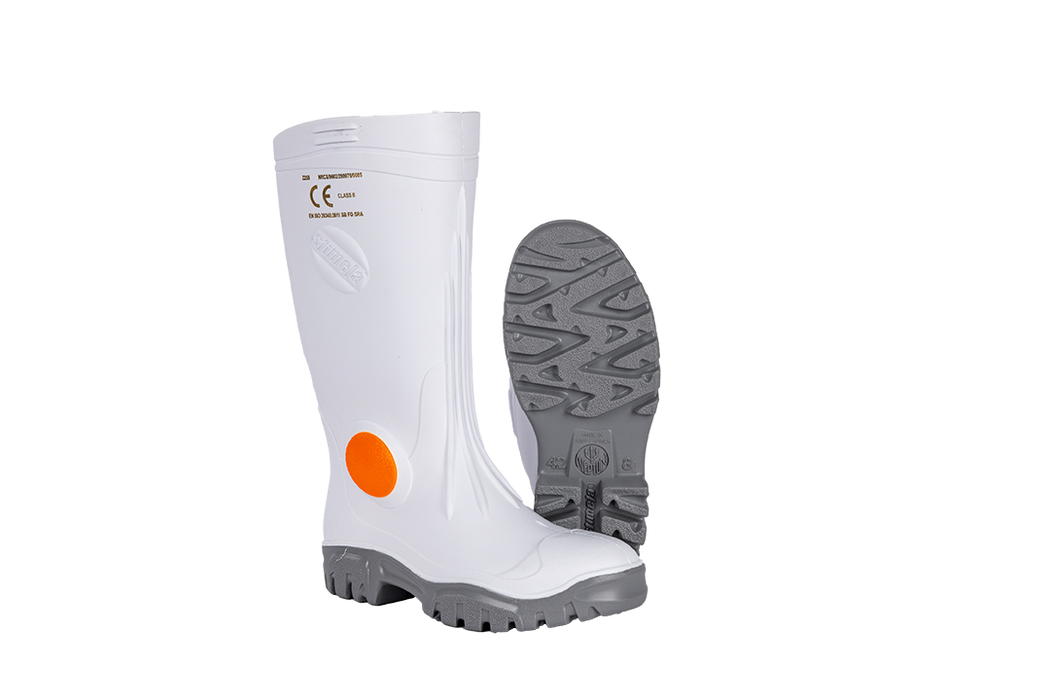 STIMELA GUMBOOT WHITE GREY STEEL TOE GUMBOOT
